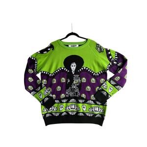 Men "FUN" Beetlejuice Holiday Sweater Lydia Deetz Green/Purple Size 2XL NEW